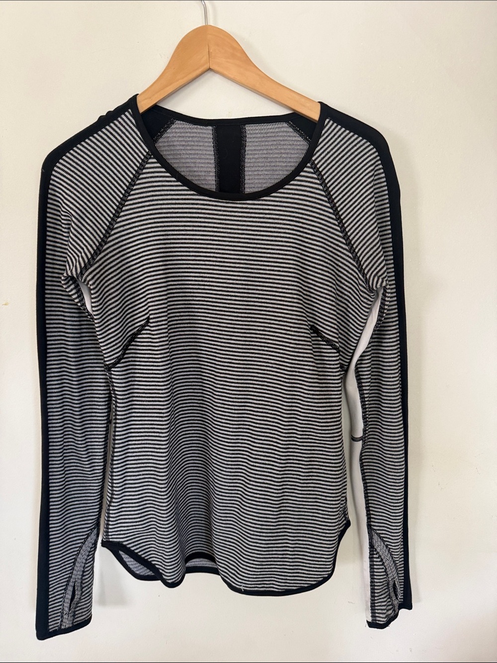 Lululemon Striped Long-Sleeve Crew Neck Top - Black/White